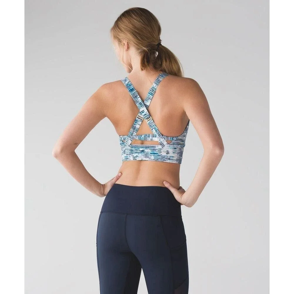 Lululemon 6‎ Sports Bra Pure Practice Blurry Belle Sea Mist Luxtreme Med Support